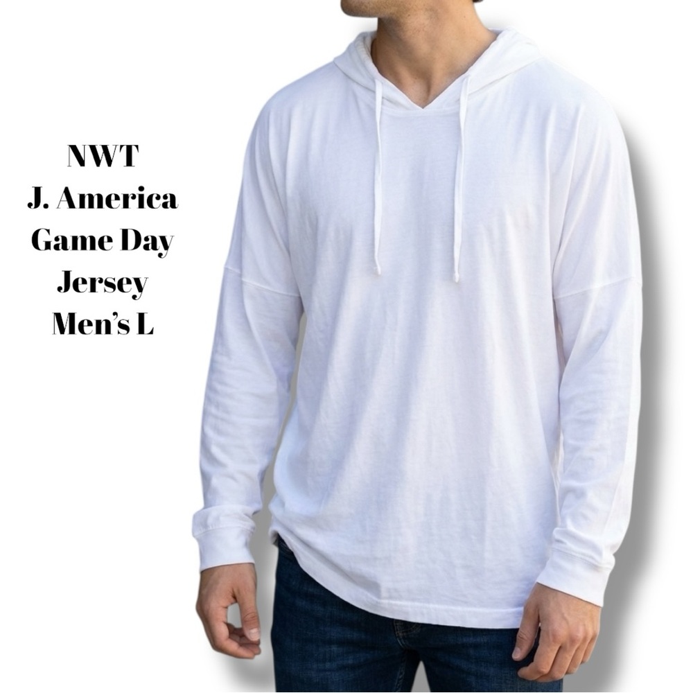 NWT J. America White Spirit Jersey Hoodie Large Oversized Game Day Cotton Top